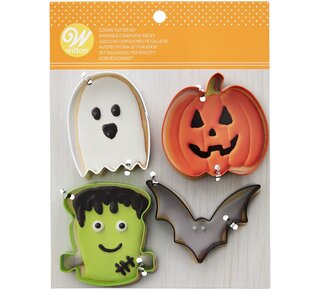wilton Wilton Cookie Cutter Bat/Pumpkin/Ghost/Frankenstein Set/4