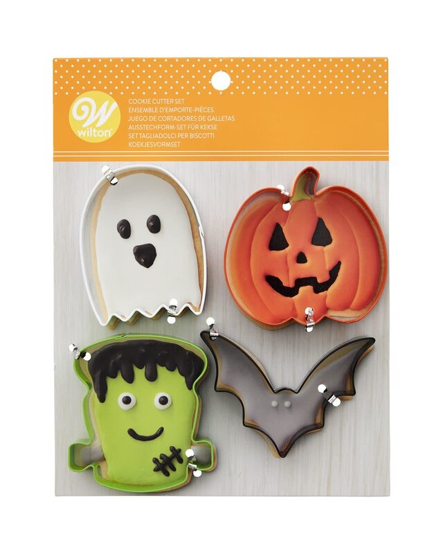 wilton Wilton Cookie Cutter Bat/Pumpkin/Ghost/Frankenstein Set/4
