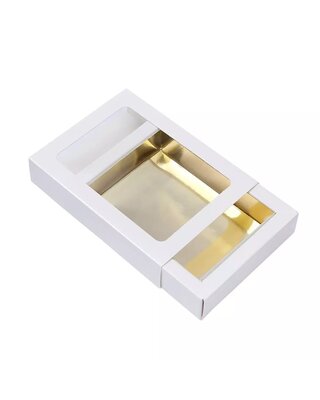 Chocoladeletterdoos Klein wit Goud CLD