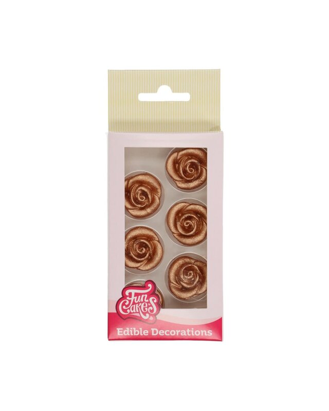 Funcakes FunCakes Marsepein Decoratie Rozen Brons Goud Set/6