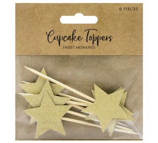 party deco PartyDeco Cupcake Toppers Sterren - Goud Set/6
