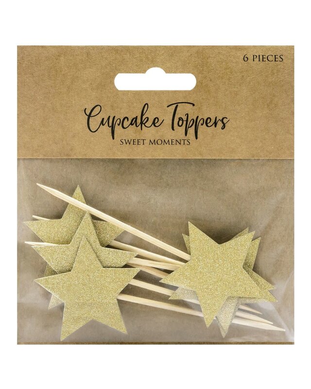 party deco PartyDeco Cupcake Toppers Sterren - Goud Set/6