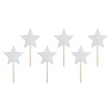 PartyDeco Cupcake Toppers Sterren - Zilver Set/6