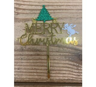 Taarttopper Merry Christmas kerstboom acryl