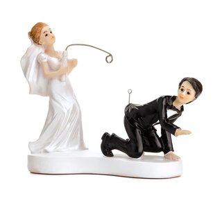 party deco PartyDeco Cake Topper Bruidspaar met Hengel