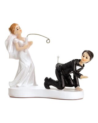 party deco PartyDeco Cake Topper Bruidspaar met Hengel