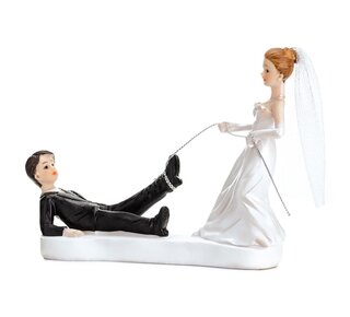 party deco PartyDeco Cake Topper Pas Gehuwden met touw