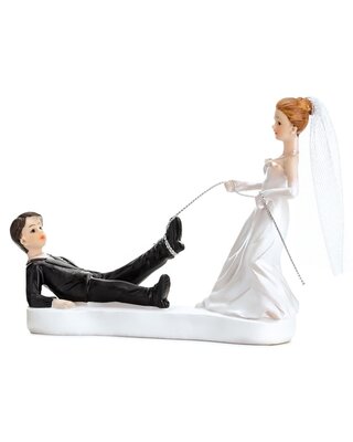 party deco PartyDeco Cake Topper Pas Gehuwden met touw