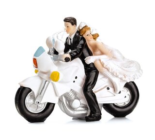 party deco PartyDeco Cake Topper Bruidspaar op een motor
