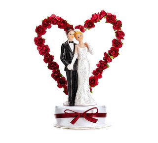 party deco PartyDeco Cake Topper Bruidspaar Wit en Diep rood