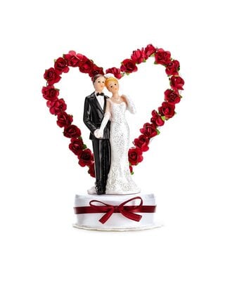 party deco PartyDeco Cake Topper Bruidspaar Wit en Diep rood