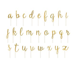 party deco PartyDeco Cake Toppers Alfabet Goud pk/53