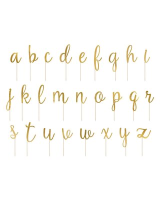 party deco PartyDeco Cake Toppers Alfabet Goud pk/53