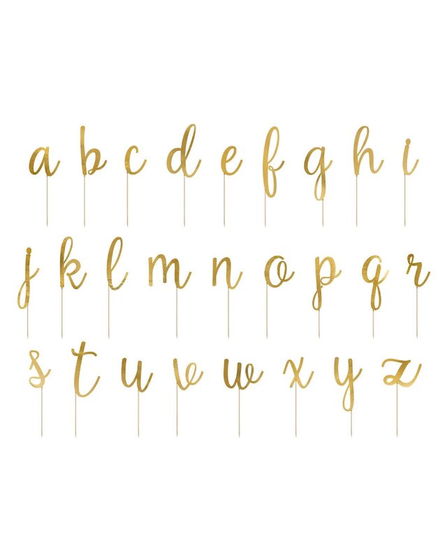 party deco PartyDeco Cake Toppers Alfabet Goud pk/53
