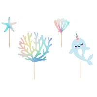 PartyDeco Cake Toppers Zee Narwal pk/4