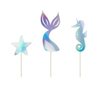 party deco PartyDeco Cake toppers Zeemeermin pk/3