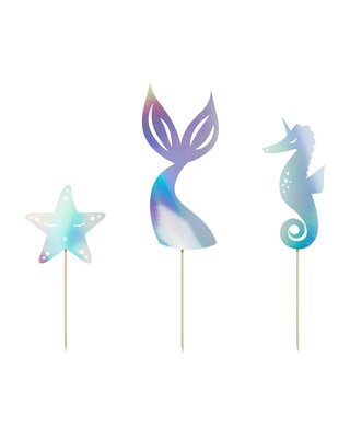 party deco PartyDeco Cake toppers Zeemeermin pk/3