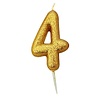 Nummerkaars glitter goud ‘4' (7cm)