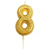 Nummerkaars glitter goud ‘8' (7cm)