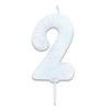 Nummerkaars glitter wit ‘2' (7cm)