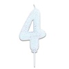 Nummerkaars glitter wit ‘4' (7cm)