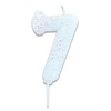 Nummerkaars glitter wit ‘7' (7cm)