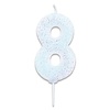 Nummerkaars glitter wit ‘8' (7cm)