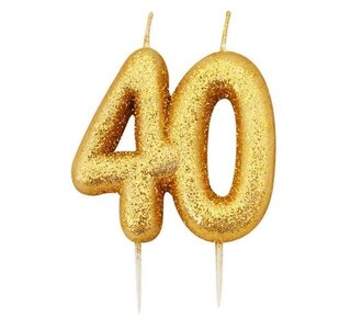 Haza Nummerkaars glitter goud ‘40‘ (7cm)