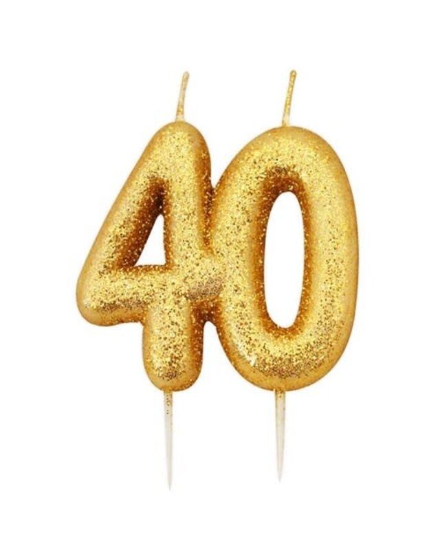 Haza Nummerkaars glitter goud ‘40‘ (7cm)