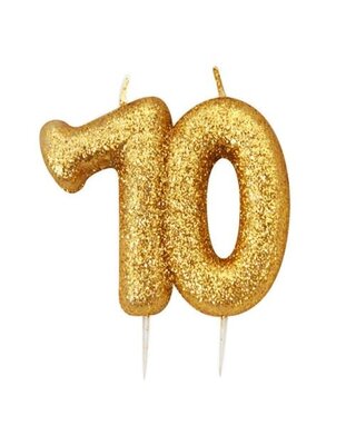 Haza Nummerkaars glitter goud ‘70‘ (7cm)