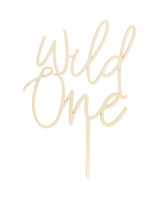 party deco PartyDeco Wooden Cake Topper Wild One 22 cm