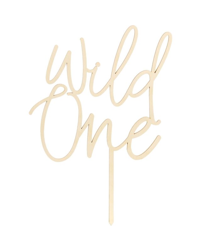 party deco PartyDeco Wooden Cake Topper Wild One 22 cm