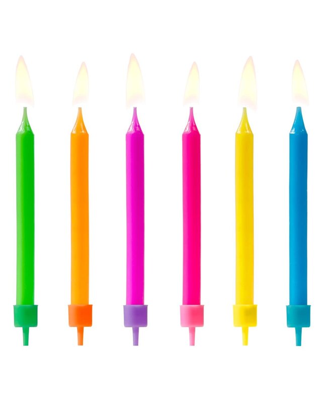 party deco PartyDeco Verjaardag Kaarsen Gekleurd pk/6