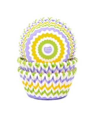 House of Marie House of Marie Baking Cups Chevron Lente pk/50