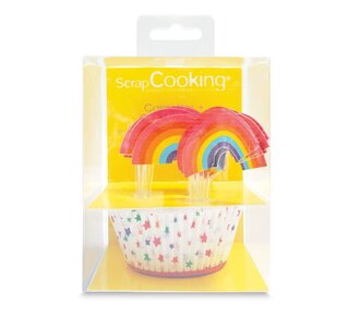 scrapcooking ScrapCooking Baking Cups & Toppers Regenboog Set/24