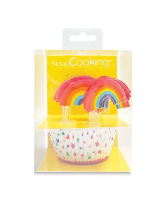 scrapcooking ScrapCooking Baking Cups & Toppers Regenboog Set/24