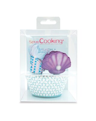 scrapcooking ScrapCooking Baking Cups & Toppers Zeemeermin Set/24