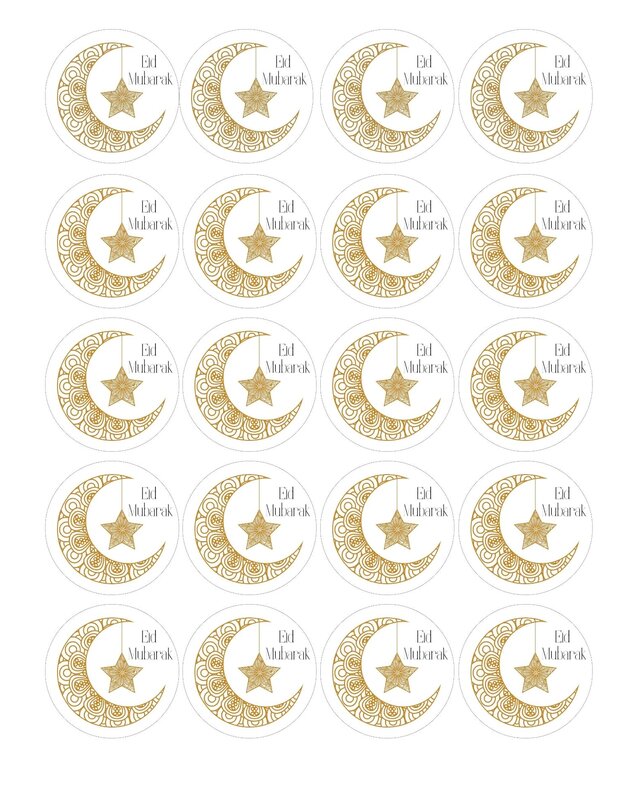 Eid mubarak cupcake rondjes 5cm