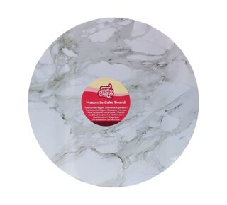 Funcakes FunCakes Extra Stevig Masonite Cake Board Rond Ø35 cm - Marmer Wit