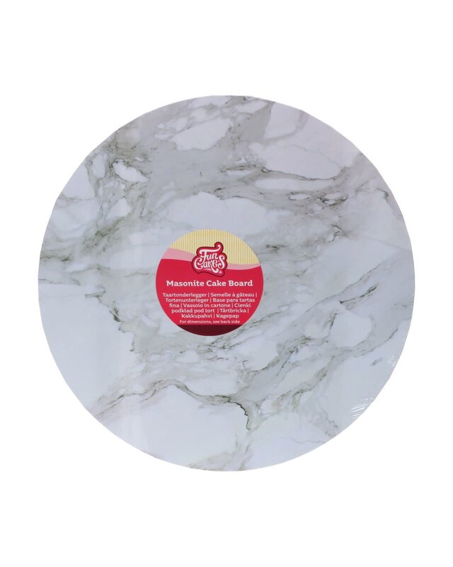 Funcakes FunCakes Extra Stevig Masonite Cake Board Rond Ø35 cm - Marmer Wit