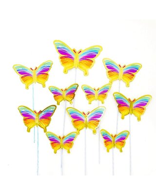 Papieren vlinder toppers regenboog 10st