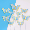 Papieren vlinder toppers Blauw 10st