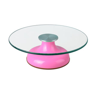 Draaitafel Glas met kunststof anti slip voet,  Roze