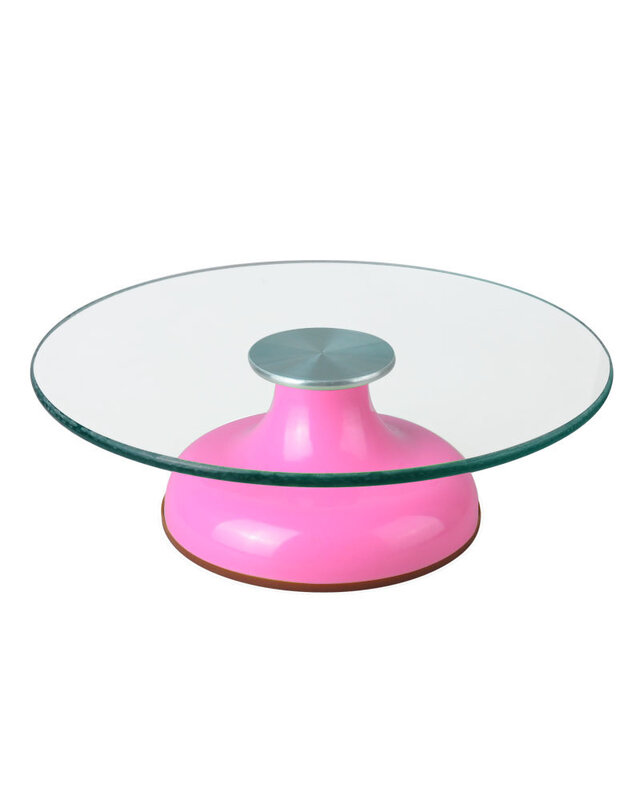 Draaitafel Glas met kunststof anti slip voet, Roze