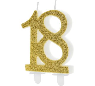party deco PartyDeco Verjaardagskaars Nummer 18 - Modern Gold