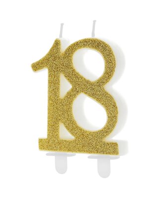 party deco PartyDeco Verjaardagskaars Nummer 18 - Modern Gold