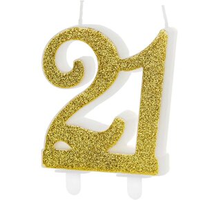 party deco PartyDeco Verjaardagskaars Nummer 21 - Modern Gold