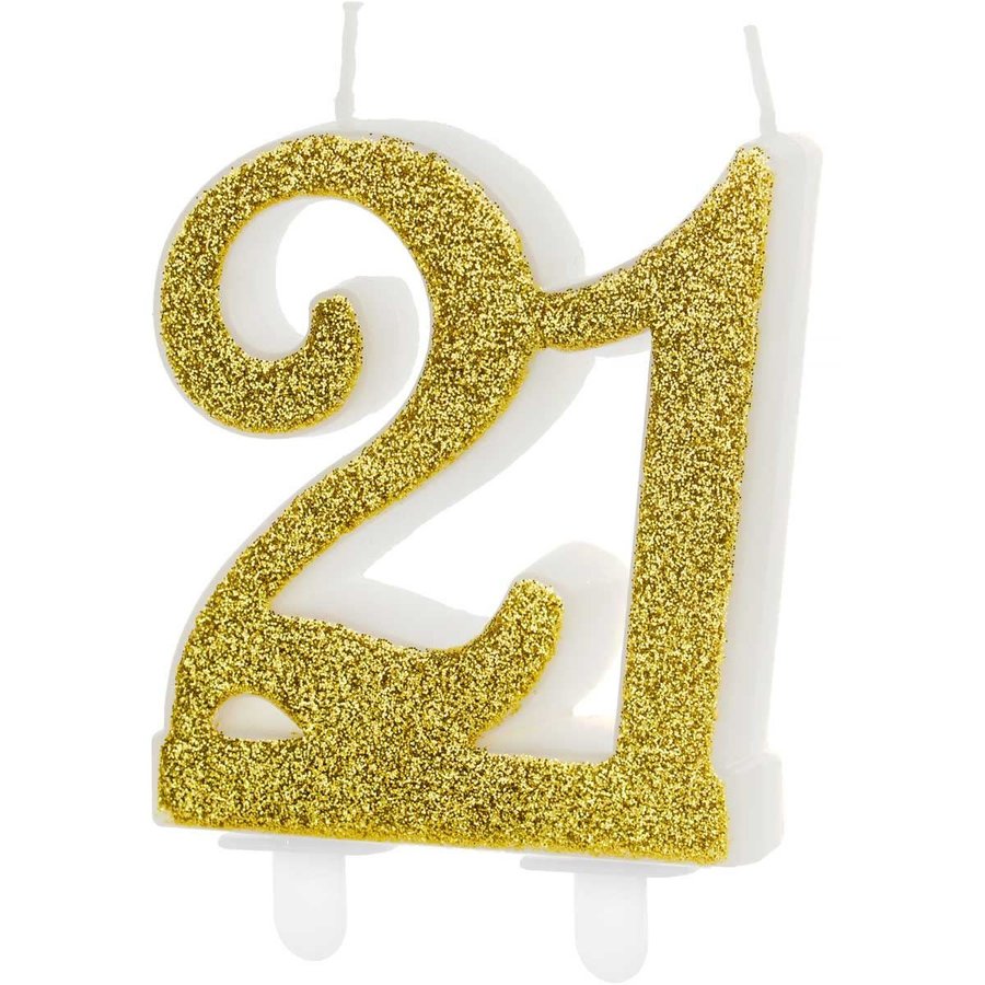 PartyDeco Verjaardagskaars Nummer 21 - Modern Gold-1