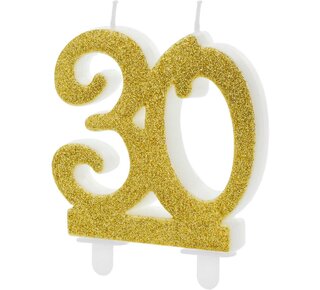 party deco PartyDeco Verjaardagskaars Nummer 30 - Modern Gold