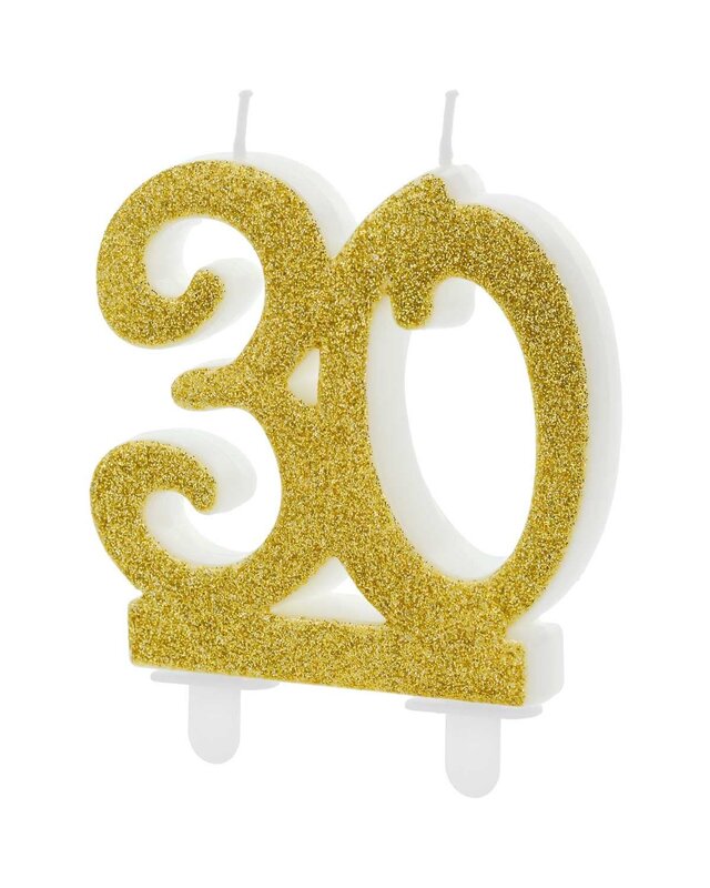 party deco PartyDeco Verjaardagskaars Nummer 30 - Modern Gold